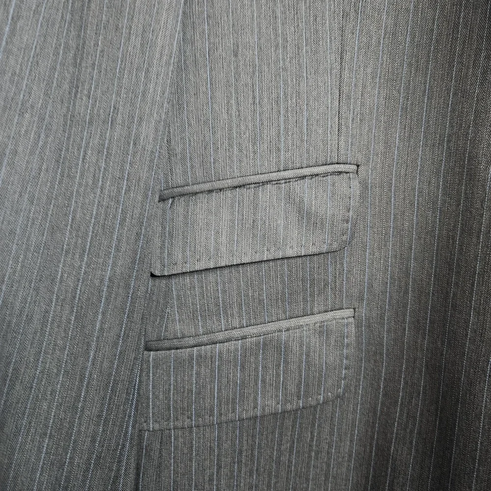 Ted Baker Endurance Suit Blazer Jacket‎ Mens 46R Gray Wool Pinstripe